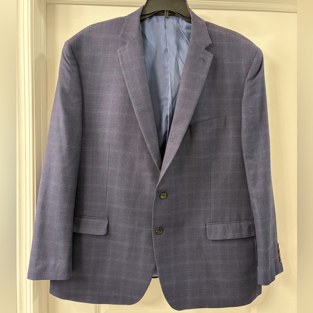 Ralph Lauren Classic Navy Silk/ Wool Plaid‎ Sports Coat 52R Men's